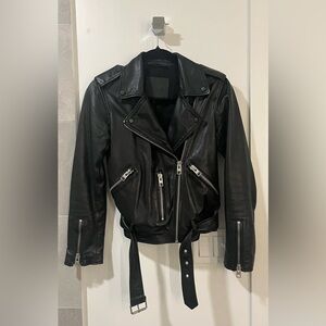 ALLSAINTS Balfern Lamb Leather Biker Jacket Black Size XS/US 2/UK 6